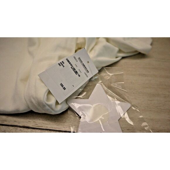 Good American Women Plus Sz 7 (4XL) Ivory Good Body Power Shoulder Bodysuit $109 - Picture 3 of 7